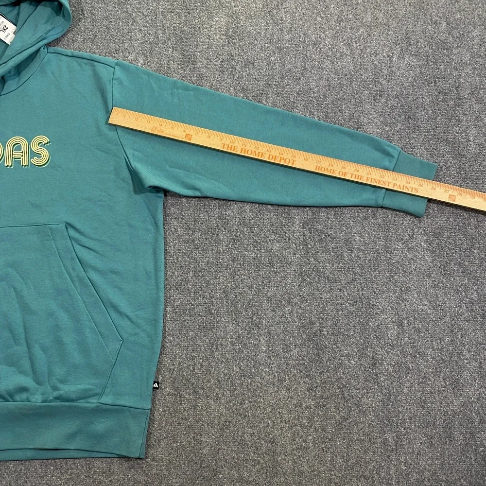 Adidas 3D Retro 70s Striped Logo Hoodie Mens XXL Powder Teal Disco Groovy NWT